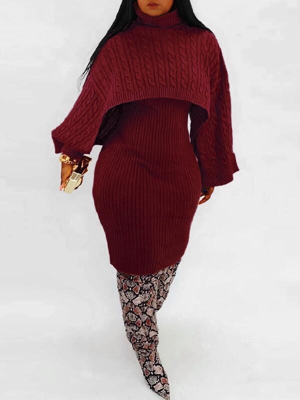 Indiebeautie – Set aus Strick-Tankkleid und Pullover-Cape