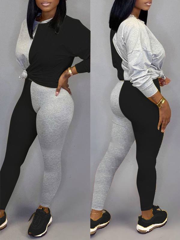 Two-Tone Sweatshirt & Pants Set