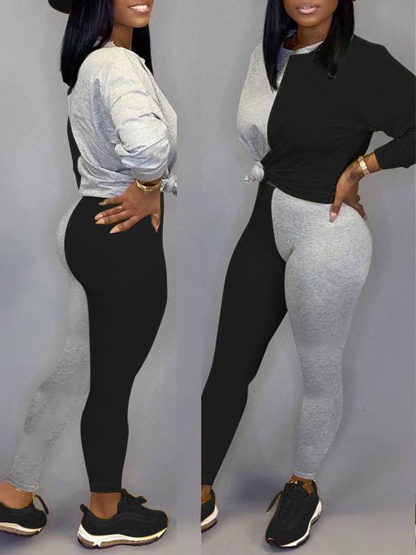 Two-Tone Sweatshirt & Pants Set