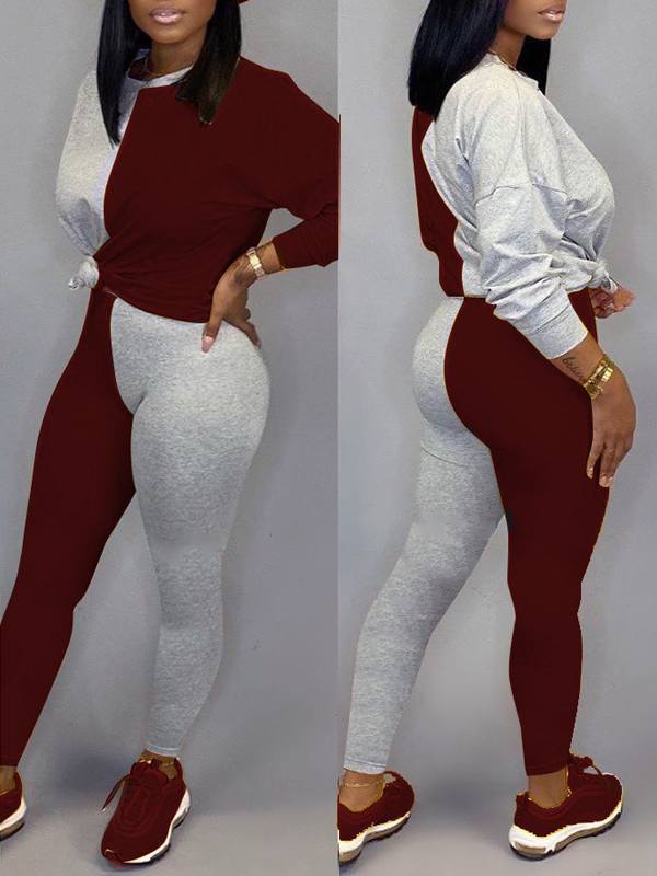 Two-Tone Sweatshirt & Pants Set