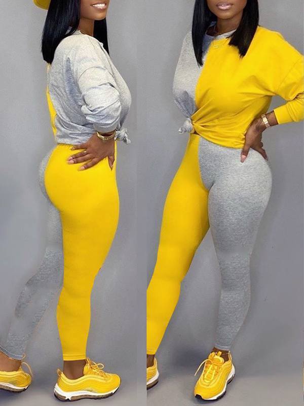 Two-Tone Sweatshirt & Pants Set