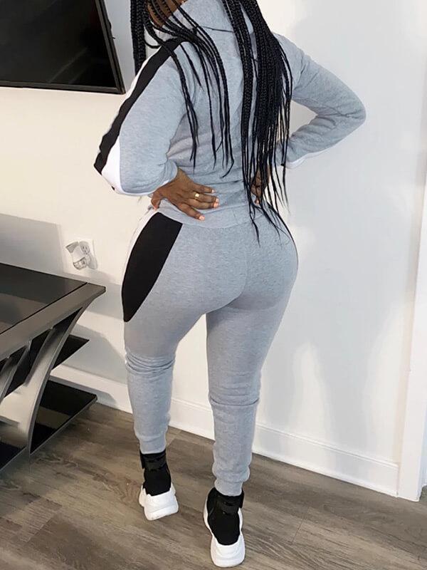 Ensemble sweat à capuche et pantalon zippés colorblock
