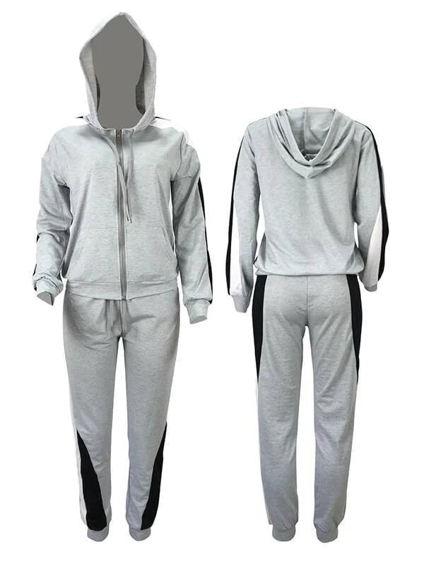 Ensemble sweat à capuche et pantalon zippés colorblock