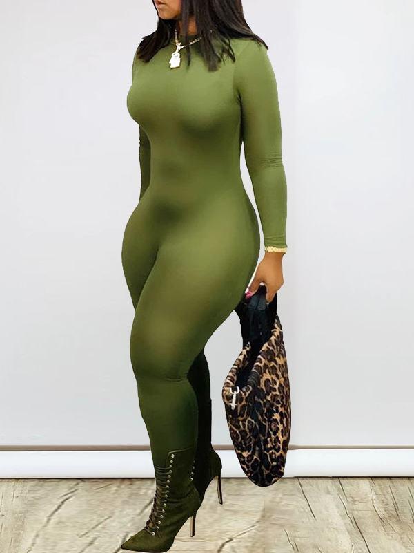 Einfarbiger, schmaler Jumpsuit