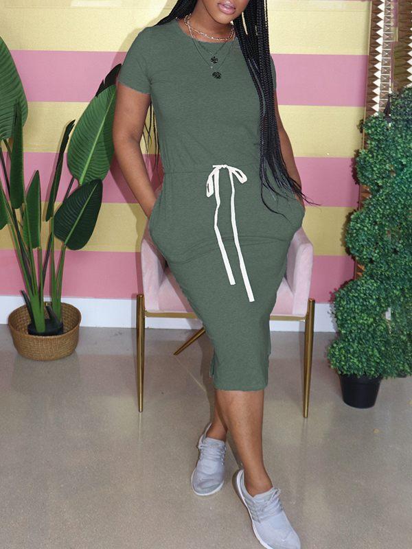 T-Shirt-Kleid mit Kordelzug – Ausverkauf