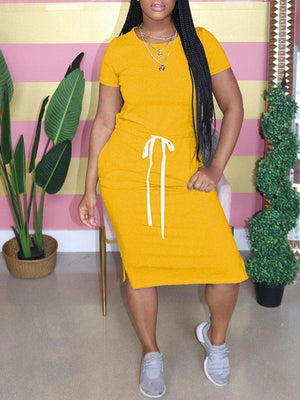 T-Shirt-Kleid mit Kordelzug