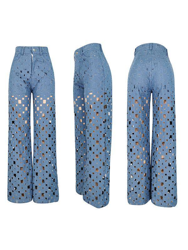 Durchbrochene Hose mit weitem Bein