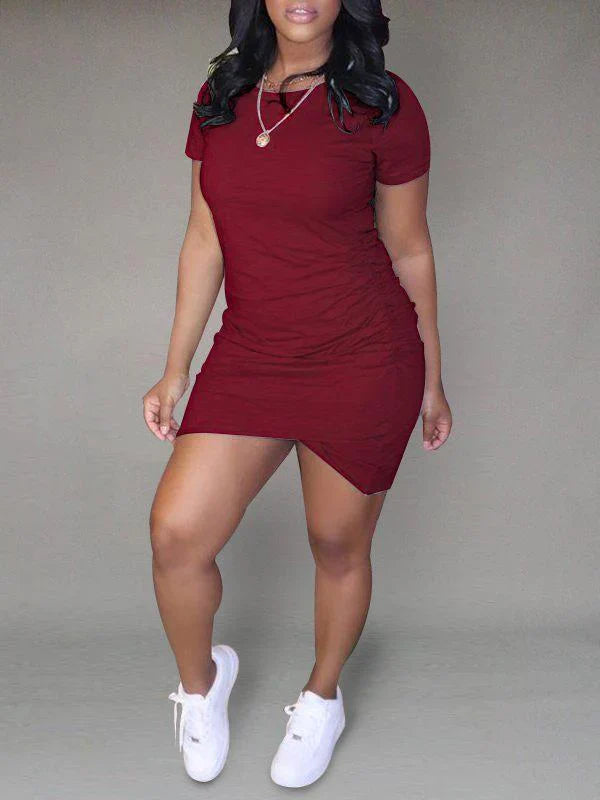 Robe t-shirt asymétrique unie