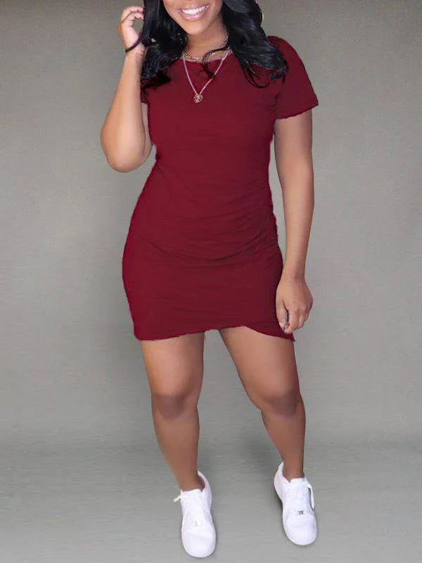 Robe t-shirt asymétrique unie