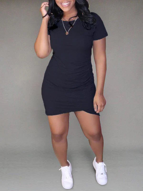 Robe t-shirt asymétrique unie