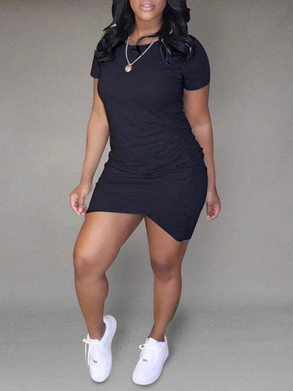 Robe t-shirt asymétrique unie