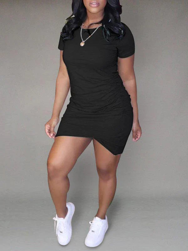 Robe t-shirt asymétrique unie