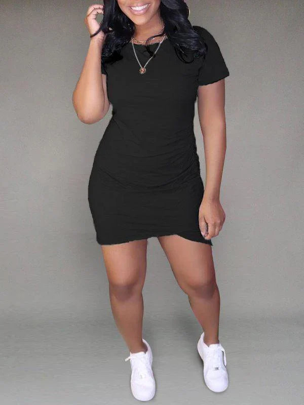 Robe t-shirt asymétrique unie