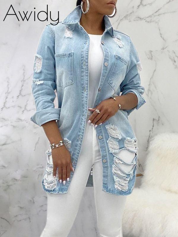 Distressed Denim Jacket Light Blue