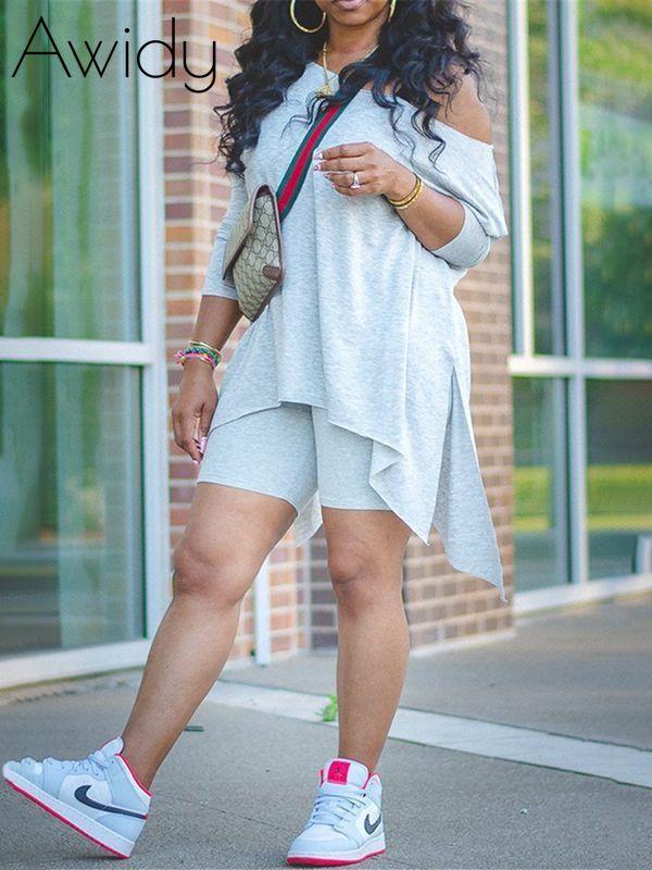 Indiebeautie Asymmetric Top & Biker Shorts Set