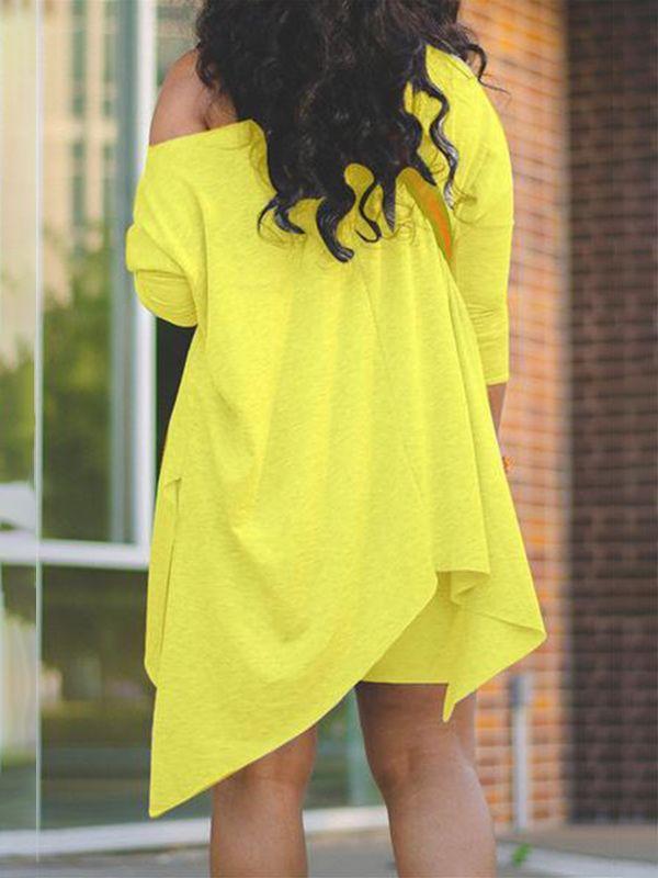 Set aus asymmetrischem Top und Bikershorts