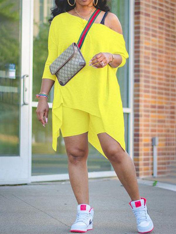 Set aus asymmetrischem Top und Bikershorts – Ausverkauf