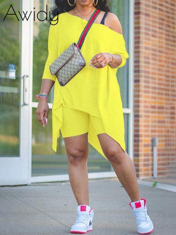 Indiebeautie Asymmetric Top & Biker Shorts Set