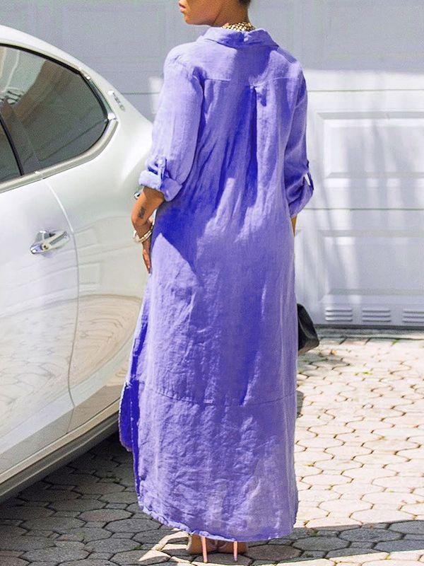 Robe chemise boutonnée à fente latérale