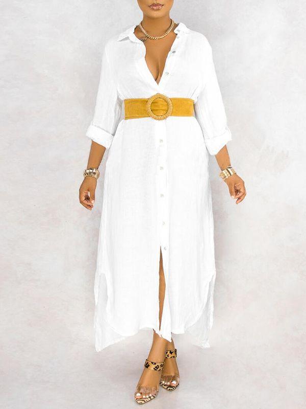 Robe chemise boutonnée à fente latérale