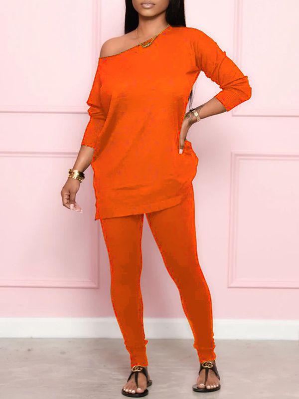 Ensemble haut fendu uni et jogging