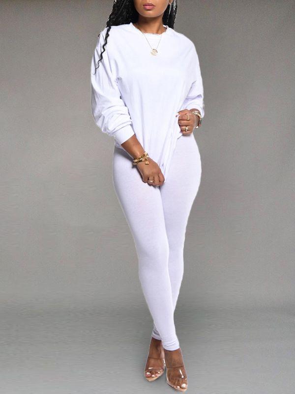 Einfarbiges Sweatshirt- und Leggings-Set – Ausverkauf