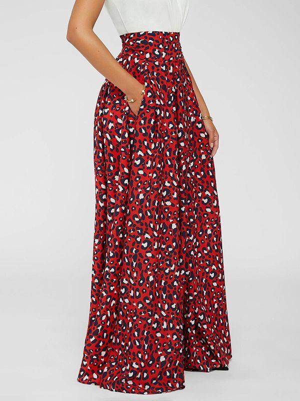 Leopardenrock mit hoher Taille