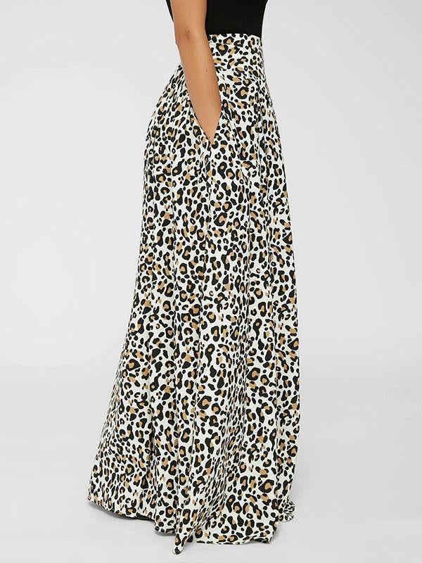 Leopardenrock mit hoher Taille
