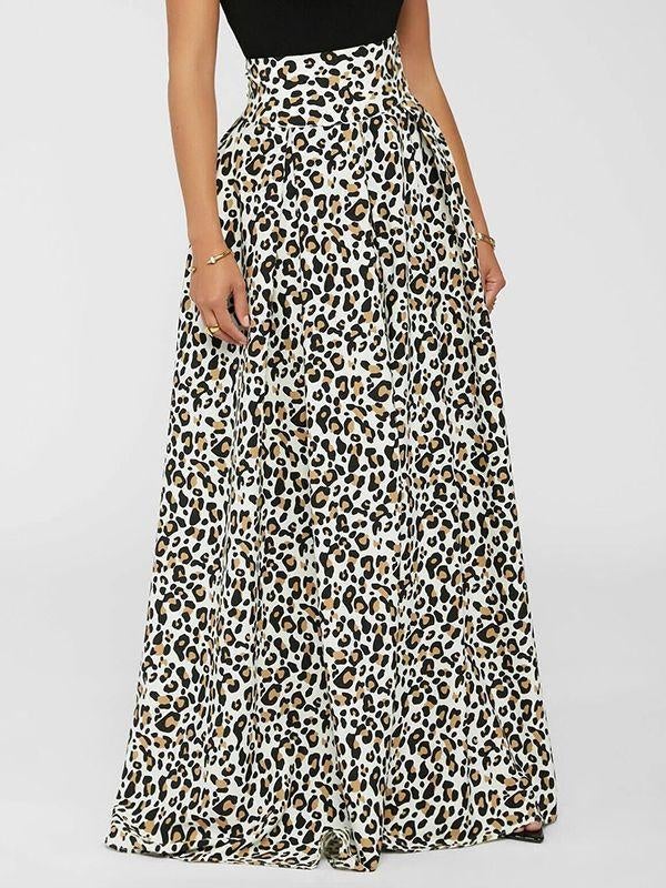 Leopardenrock mit hoher Taille