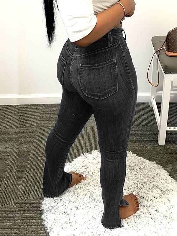 Skinny Jeans mit Schlitz am Bündchen