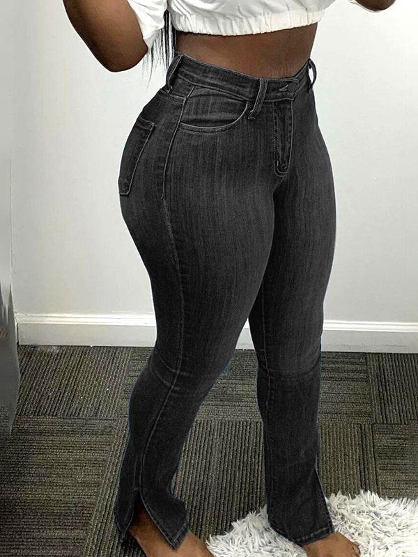 Skinny Jeans mit Schlitz am Bündchen