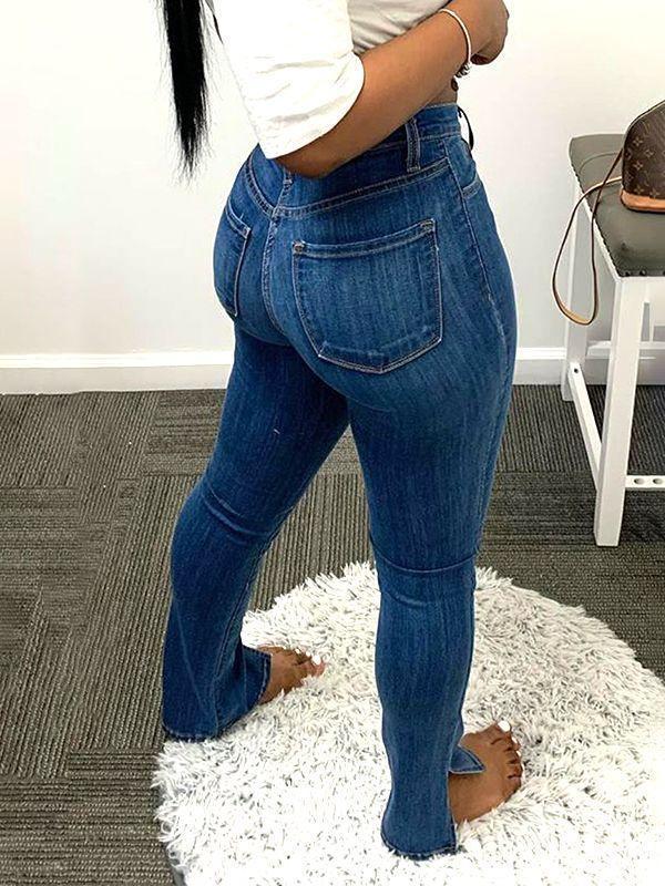 Skinny Jeans mit Schlitz am Bündchen