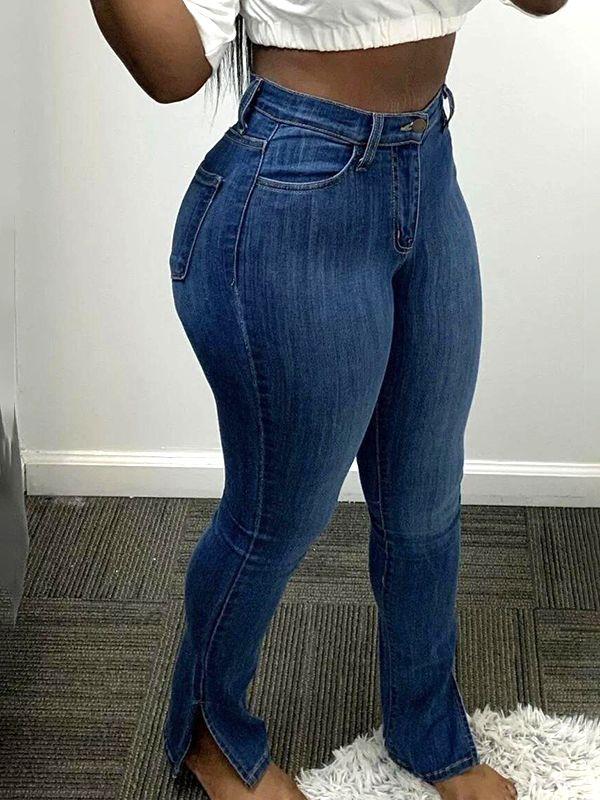 Skinny Jeans mit Schlitz am Bündchen