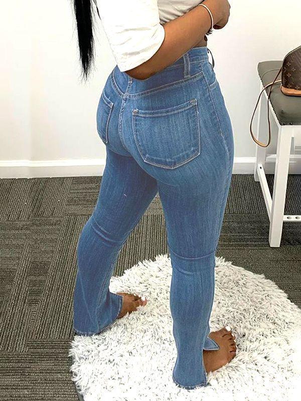 Skinny Jeans mit Schlitz am Bündchen