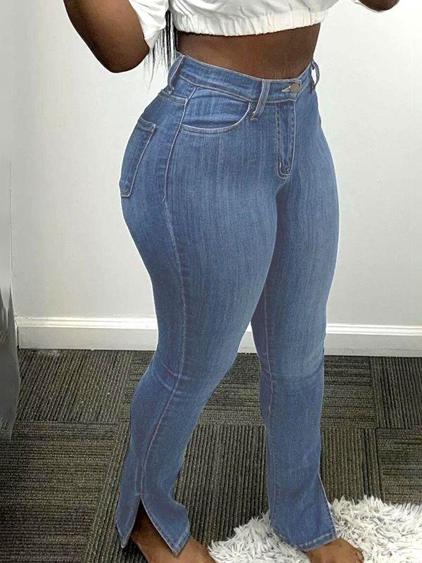 Skinny Jeans mit Schlitz am Bündchen