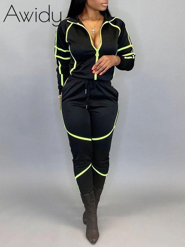 Stripe Contrast Motor Set Black