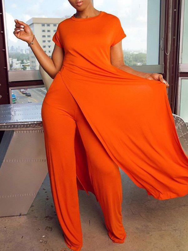 Ensemble tunique et pantalon fendus unis