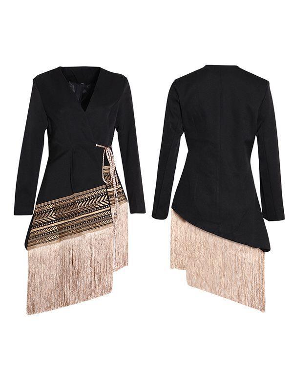 Fringe Combo Wrapped Blazer