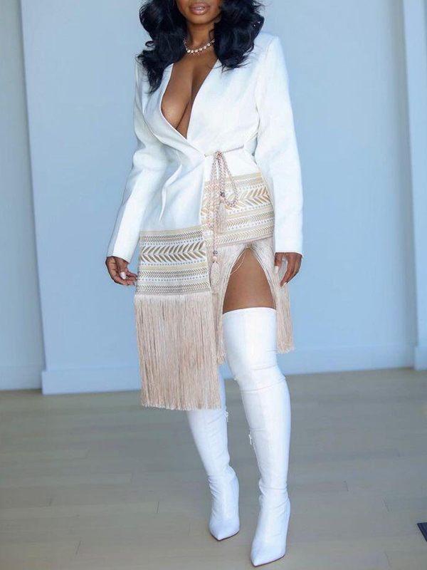 Fringe Combo Wrapped Blazer