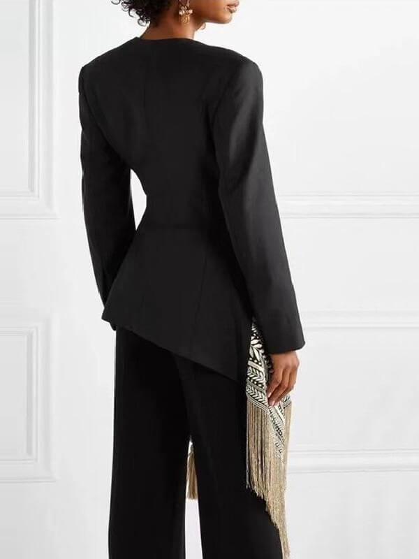 Fringe Combo Wrapped Blazer