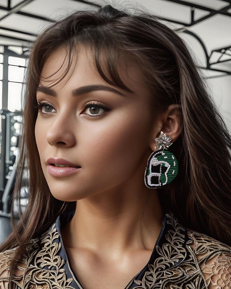 Beaded Football Earrings GN-1