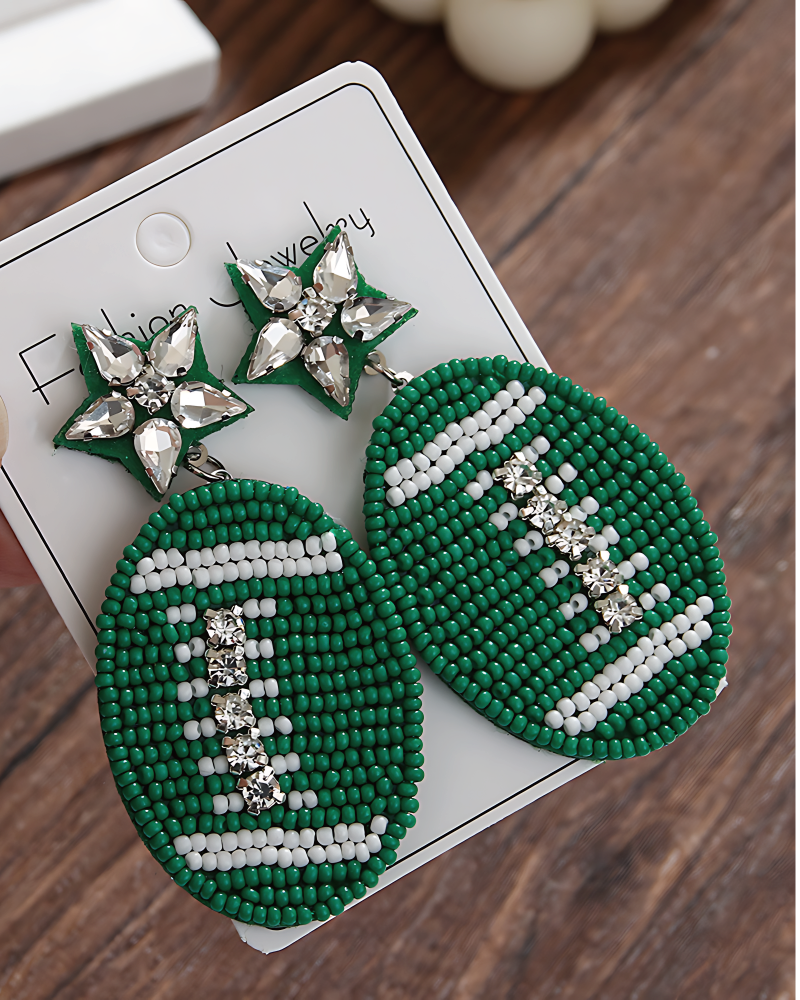 Beaded Football Earrings GN-2