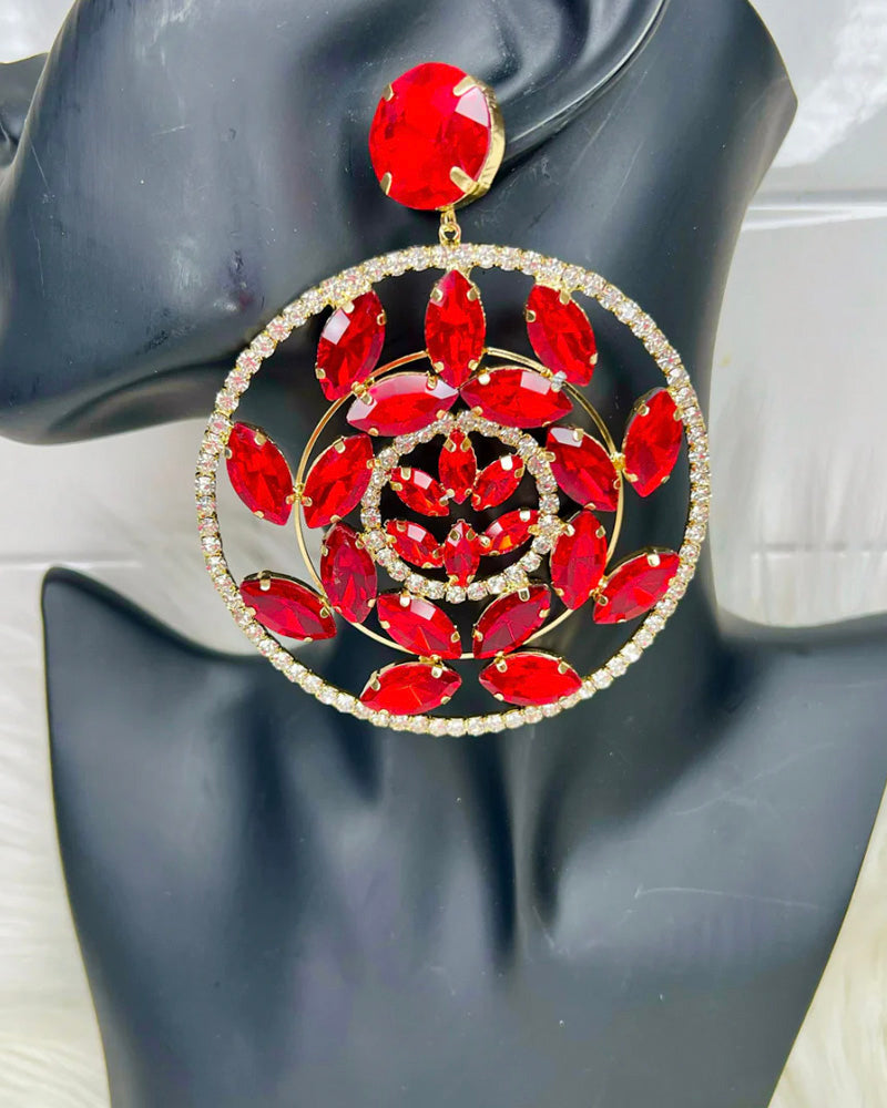 Gemstone Gina Earrings Red