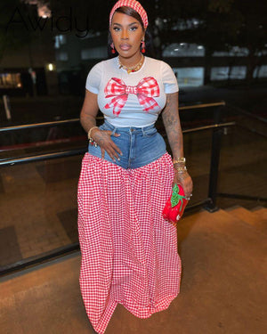 Gingham Denim Set