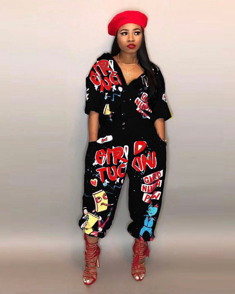 Graffiti Jumpsuit Black