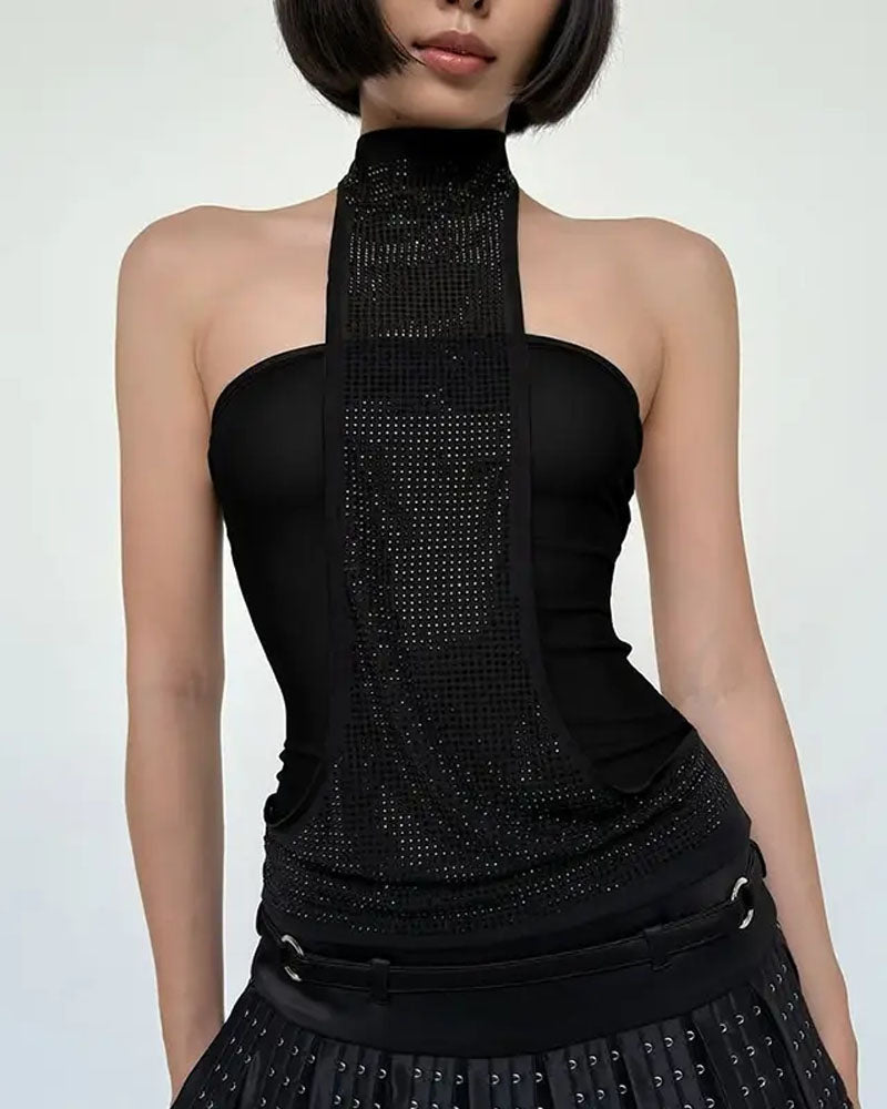 Glitzer-Tanktop mit Neckholder