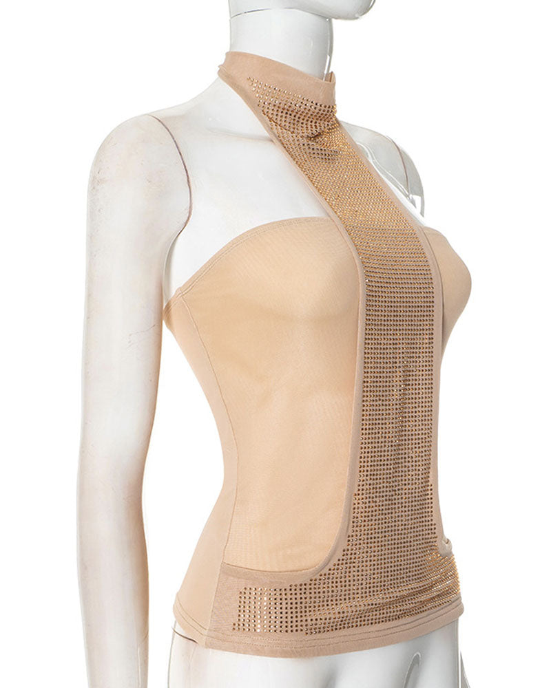 Glitzer-Tanktop mit Neckholder