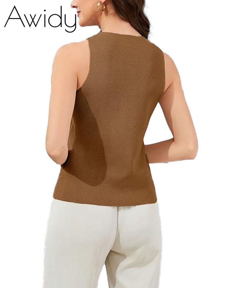 Halter Cross Over Collar Knit Tank