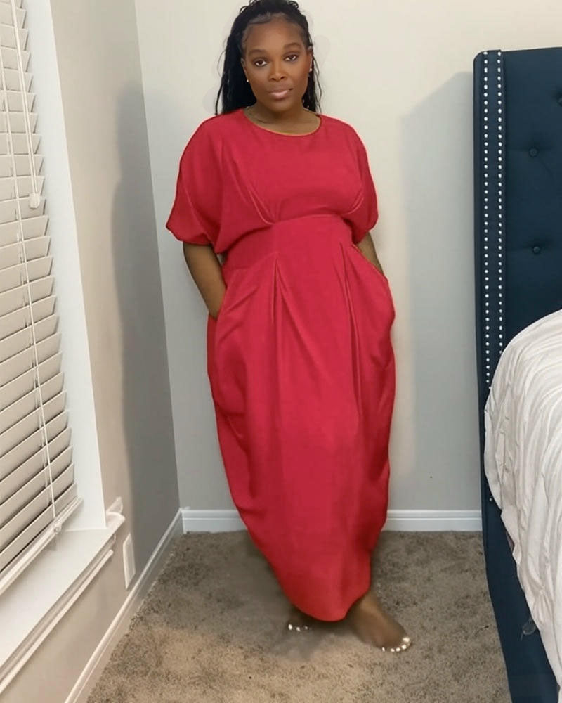 Hayden Midi Bubble Dress Red