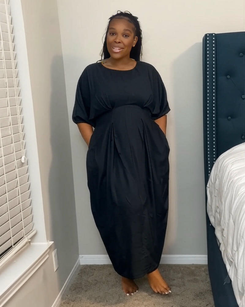 Hayden Midi Bubble Dress Black